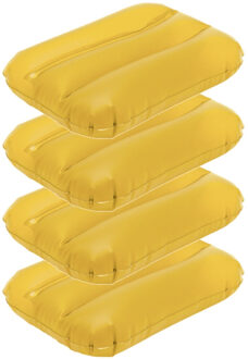 Opblaasbare kussentje - 4x - geel - 28 x 19 cm - Reiskussens - kussens voor onderweg/strand/zwembad