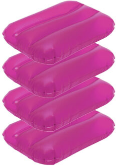Opblaasbare kussentje - 4x - roze - 28 x 19 cm - Reiskussens - kussens voor onderweg/strand/zwembad