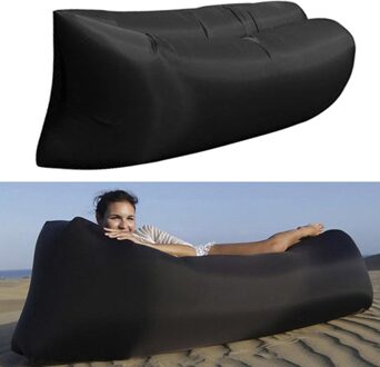 Opblaasbare Lounger Outdoor Air Couch Sofa Hangmat Bed Slaapzak Voor Camping, Park, Strand, Achtertuin, vissen, Zwemmen, Zwembad zwart