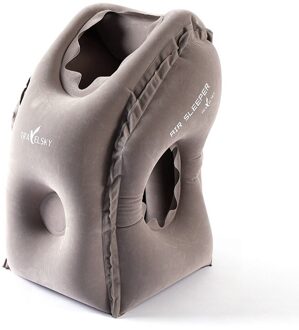 Opblaasbare Lucht Kussen Reiskussen Air Bolster Comfortabele Slaap Vliegtuig Auto Zachte Kussen Reis Opvouwbare Bureau Dutje Kussen grijs pillow