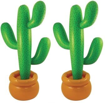 Opblaasbare mega cactus - 2x - groen - 170 cm - Zomer/Mexicaans/Tropical thema feestartikelen Multi