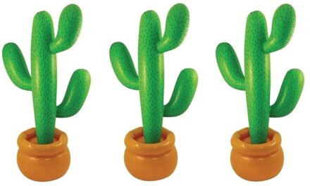 Opblaasbare mega cactus - 3x - groen - 170 cm - Zomer/Mexicaans/Tropical thema feestartikelen Multi