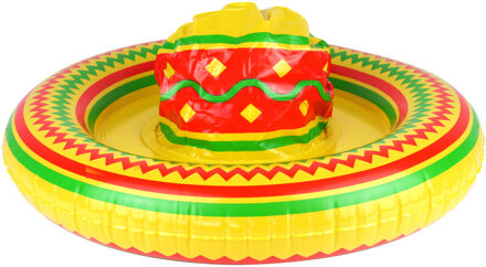 Opblaasbare Mexicaanse Sombrero (53cm) Geel - Beige - Creme