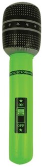 Opblaasbare microfoon - neon groen - 40 cm - opblaas - popster verkleedaccessoires