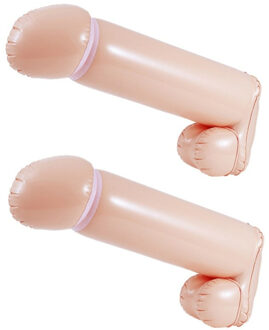 Opblaasbare penis/piemel - 2x - extra lang - 60 cm - vrijgezellenfeest - met aansluiting