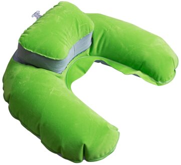 Opblaasbare Reizen Nekkussen Zachte Lucht U-vorm Gezondheid Kussen Slaap Hoofd Kussen Groen