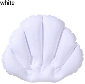 Opblaasbare Shell-Vormige Home Spa Bad Kussen Kussen Bad Kussen Hals Bad Kussen Ondersteuning Met Zuignappen wit