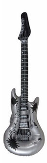 Opblaasbare speelgoed/feestartikel gitaar zilver 106 cm
