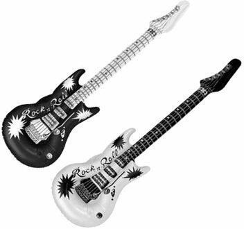 Opblaasbare speelgoed/feestartikel gitaren 2x stuks wit/zwart 106 cm