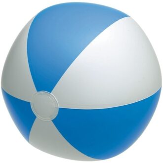 Opblaasbare speelgoed strandbal - blauw/wit - D28 cm - Strandballen - Strandballen