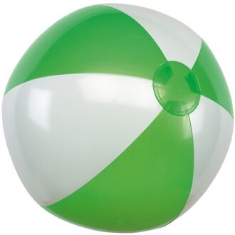 Opblaasbare speelgoed strandbal - groen/wit - D28 cm - Strandballen - Strandballen