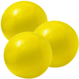 Opblaasbare strandbal extra groot - 6x stuks - geel - Dia 40 cm - kunststof - Strand/buiten