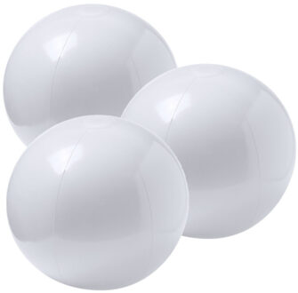 Opblaasbare strandbal extra groot - 6x stuks - wit - Dia 40 cm - kunststof - Strand/buiten