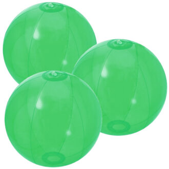 Opblaasbare strandbal plastic - 10x stuks - transparant groen - D28 cm - Strand buiten zwembad speel