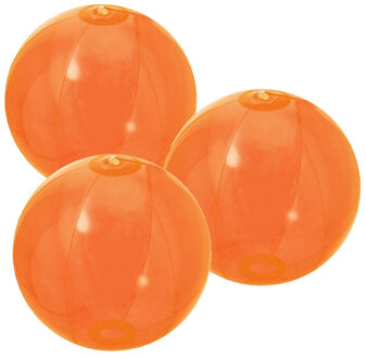 Opblaasbare strandbal plastic - 10x stuks - transparant oranje - D28 cm - Strand buiten zwembad spee