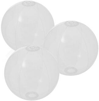 Opblaasbare strandbal plastic - 6x stuks - transparant wit - D28 cm - Strand buiten zwembad speelgoe