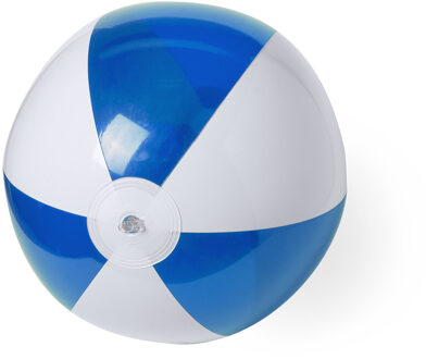 Opblaasbare strandbal plastic blauw/wit 28 cm