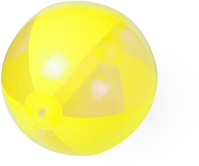 Opblaasbare strandbal plastic geel 28 cm