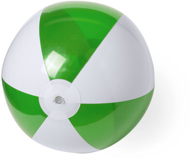 Opblaasbare strandbal plastic groen/wit 28 cm