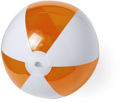 Opblaasbare strandbal plastic oranje/wit 28 cm - Strandballen