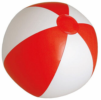 Opblaasbare strandbal - rood/wit - D28 cm - plastic - zwembad speelgoed opblaas bal