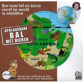 Opblaasbare strandbal wereldbol met dieren - Dia 50 cm - pvc Multi