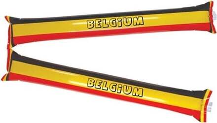 Opblaasbare supporter sticks België (2st) Multikleur - Print