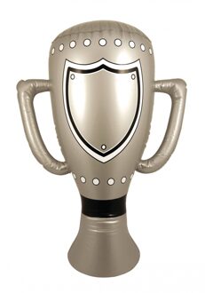 Opblaasbare winnaars trofee - 60 cm - zilver - Feestartikelen voor supporters - bokaal Multi