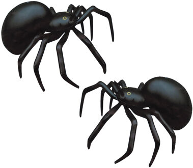 Opblaasbare zwarte weduwe spin van 88 cm - 2x - zwart - Horror thema of Halloween - feest versiering