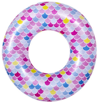 Opblaasbare zwembad band/ring zeemeermin schubben 90 cm Multi