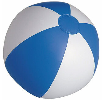 Opblaasbare zwembad strandbal plastic blauw/wit 28 cm - Strandballen