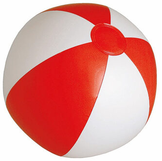 Opblaasbare zwembad strandbal plastic rood/wit 28 cm