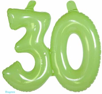 Opblaascijfer 30 Transparant Lime Groen
