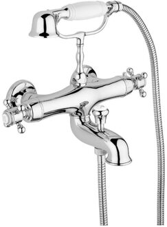 Opbouw Badkraan Sapho Sassari Thermostaat 2-kruisgreep 19.1 cm Chroom (incl handdouche)