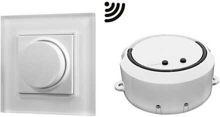 Opbouw LED dimmer/ontvanger - Draadloos - Incl. wit frame en draaiknop - Smart memory - Maximaal 100 Watt