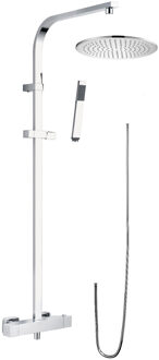 Opbouw Regendoucheset Lacus Linosa 101x45 cm Verchroomd Messing met Ronde Hoofddouche