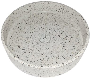 Opbouw Wastafel Sanimex Crystal Beton Rond Terrazzo Wit Sanimex