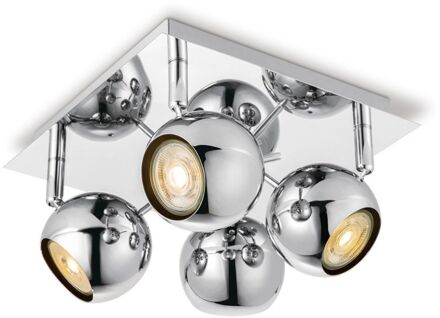 Opbouwspot Bollo 4 - incl. dimbare LED lamp - chroom Zilver