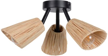 Opbouwspot Playa Zwart Raffia ⌀26cm 3xe14
