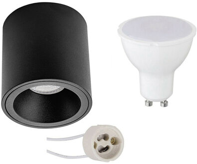 Opbouwspot Set - Aigi - Pragmi Cliron Pro - GU10 Fitting - Opbouw Rond - Mat Zwart - 8W - Helder/Koud Wit 6400K