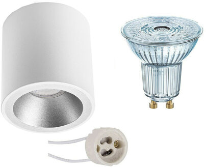 Opbouwspot Set - OSRAM Parathom PAR16 927 36D - Pragmi Cliron Pro - GU10 Fitting - Dimbaar - Opbouw Rond - Mat Zilverkleurig