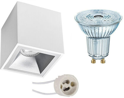 Opbouwspot Set - OSRAM Parathom PAR16 927 36D - Pragmi Cliron Pro - GU10 Fitting - Dimbaar - Opbouw Vierkant - Mat Zilverkleurig