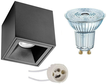 Opbouwspot Set - OSRAM Parathom PAR16 927 36D - Pragmi Cliron Pro - GU10 Fitting - Dimbaar - Opbouw Vierkant - Mat Zwart