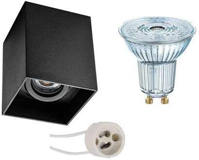 Opbouwspot Set - OSRAM Parathom PAR16 927 36D - Pragmi Luxina Pro - GU10 Fitting - Dimbaar - Opbouw Vierkant - Mat Zwart