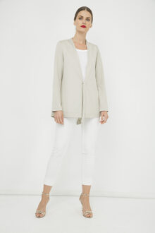 Open Front Linnen Vest Taupe
