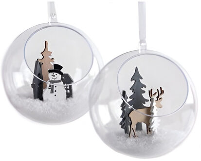 Open kerstballen om te vullen 8 cm - 2x stuks - Kerstbal Transparant