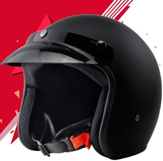 Open Motorhelm Vintage Helm Open Gezicht Retro 3/4 Half Helm Casco Casque Moto Capacete Motociclismo Crossmotor Helm mat zwart / Xl