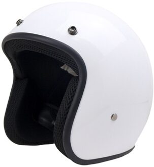 Open Motorhelm Vintage Helm Open Gezicht Retro 3/4 Half Helm Casco Casque Moto Capacete Motociclismo Crossmotor Helm wit / L