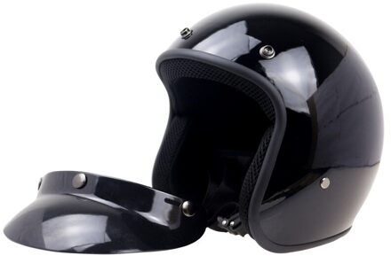 Open Motorhelm Vintage Helm Open Gezicht Retro 3/4 Half Helm Casco Casque Moto Capacete Motociclismo Crossmotor Helm zwart / Xl