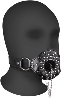 Open Mouth Gag met Plug Stopper - Zwart